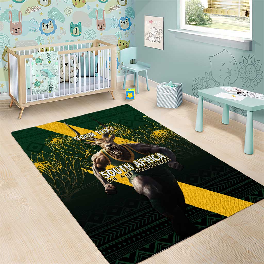 Personalised South Africa Rugby Area Rug Proud Bokke We Are Champions LT7 - Wonder Print Shop