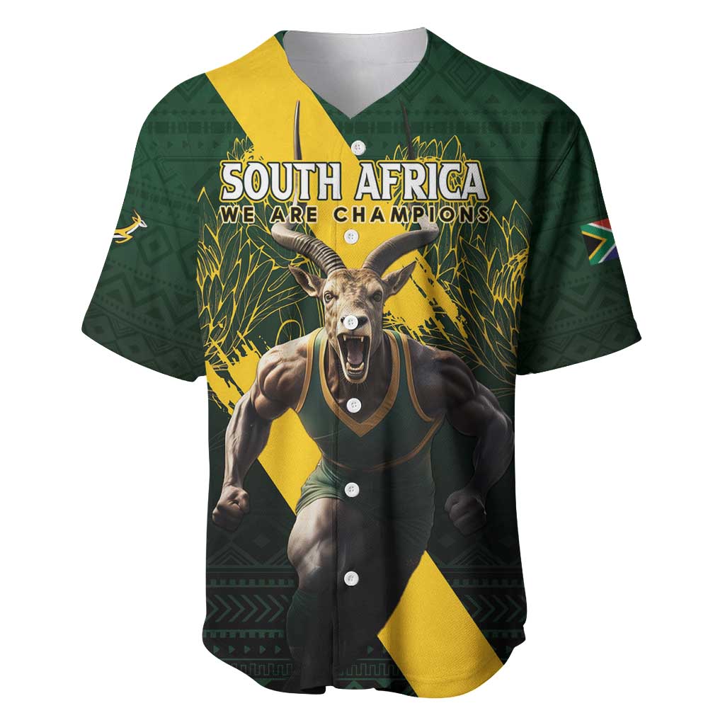 Personalised South Africa Rugby Baseball Jersey Proud Bokke We Are Champions LT7 - Wonder Print Shop