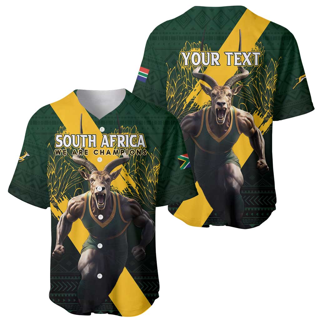 Personalised South Africa Rugby Baseball Jersey Proud Bokke We Are Champions LT7 - Wonder Print Shop