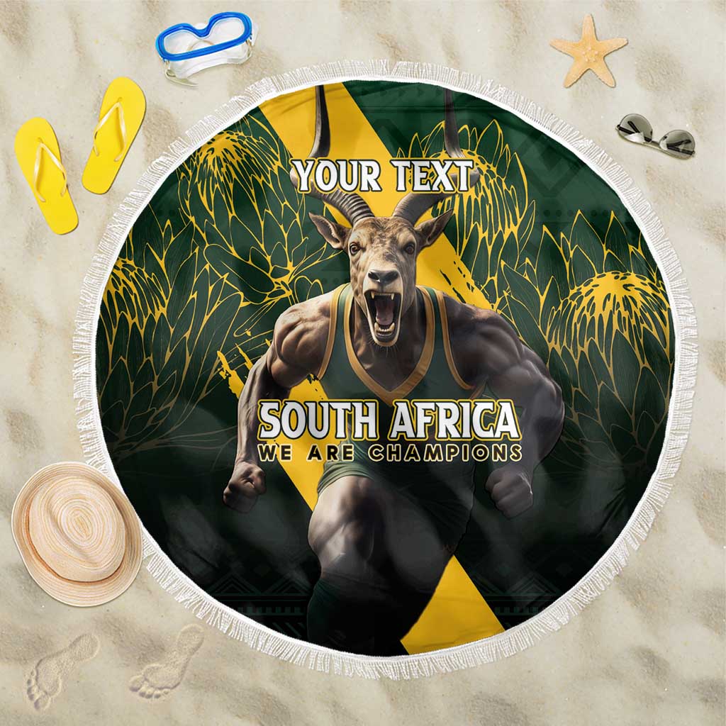 Personalised South Africa Rugby Beach Blanket Proud Bokke We Are Champions LT7 - Wonder Print Shop