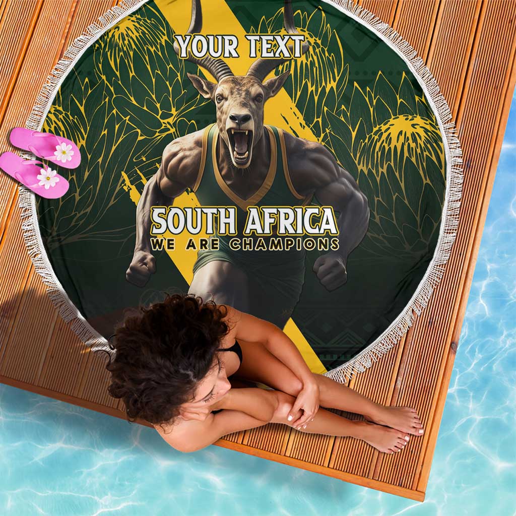 Personalised South Africa Rugby Beach Blanket Proud Bokke We Are Champions LT7 - Wonder Print Shop