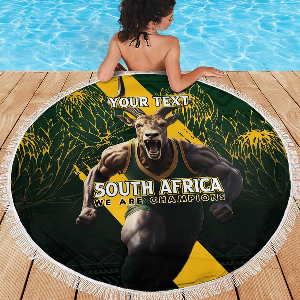 Personalised South Africa Rugby Beach Blanket Proud Bokke We Are Champions LT7 - Wonder Print Shop