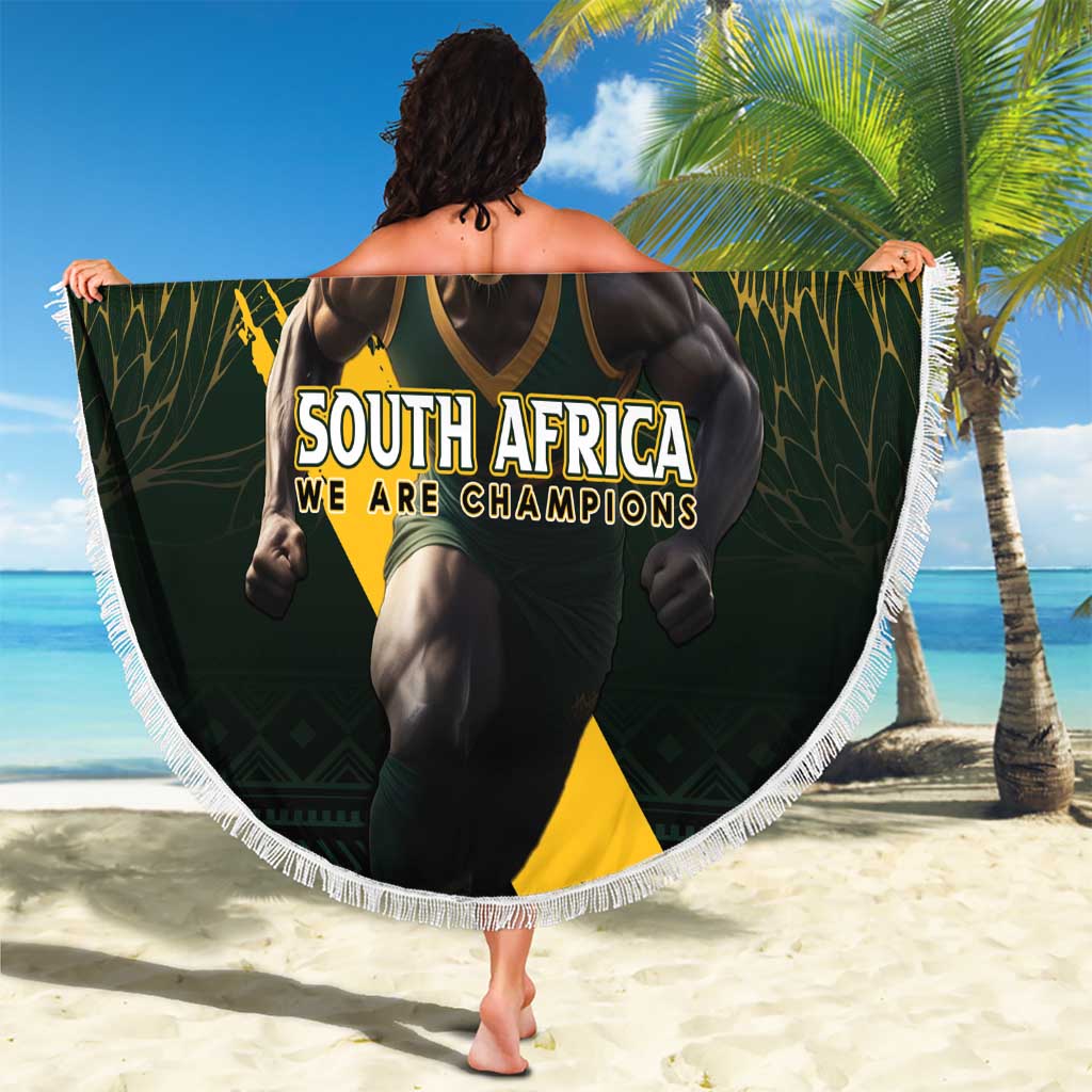 Personalised South Africa Rugby Beach Blanket Proud Bokke We Are Champions LT7 - Wonder Print Shop