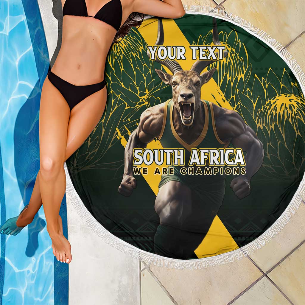 Personalised South Africa Rugby Beach Blanket Proud Bokke We Are Champions LT7 - Wonder Print Shop