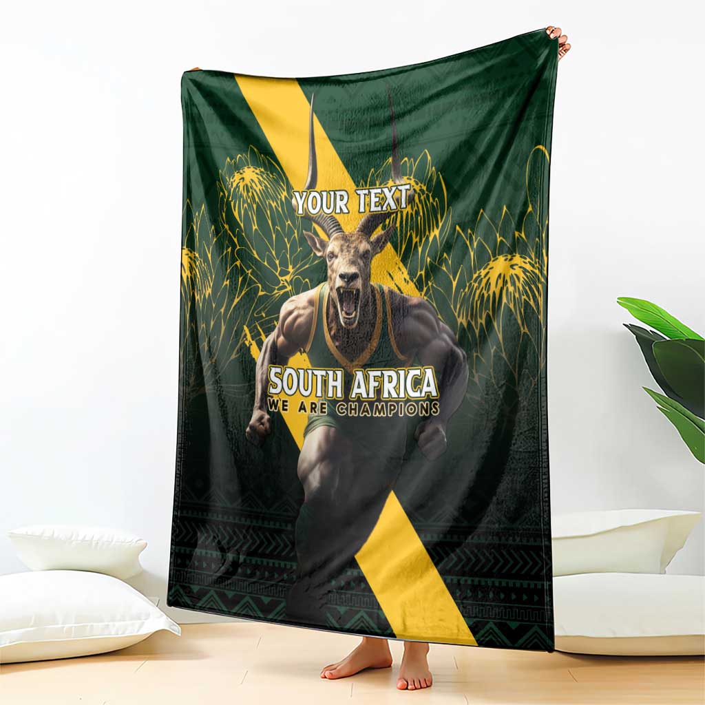 Personalised South Africa Rugby Blanket Proud Bokke We Are Champions