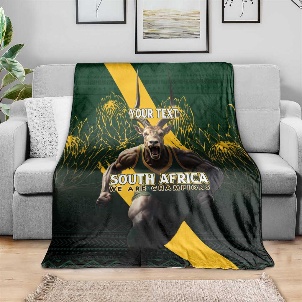 Personalised South Africa Rugby Blanket Proud Bokke We Are Champions
