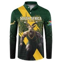 Personalised South Africa Rugby Button Sweatshirt Proud Bokke We Are Champions LT7 - Wonder Print Shop
