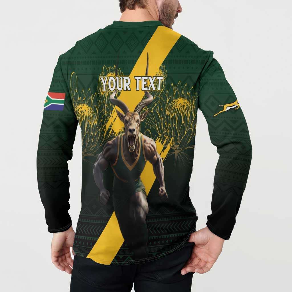 Personalised South Africa Rugby Button Sweatshirt Proud Bokke We Are Champions LT7 - Wonder Print Shop