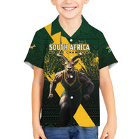 Personalised South Africa Rugby Family Matching Off The Shoulder Long Sleeve Dress and Hawaiian Shirt Proud Bokke We Are Champions - Wonder Print Shop