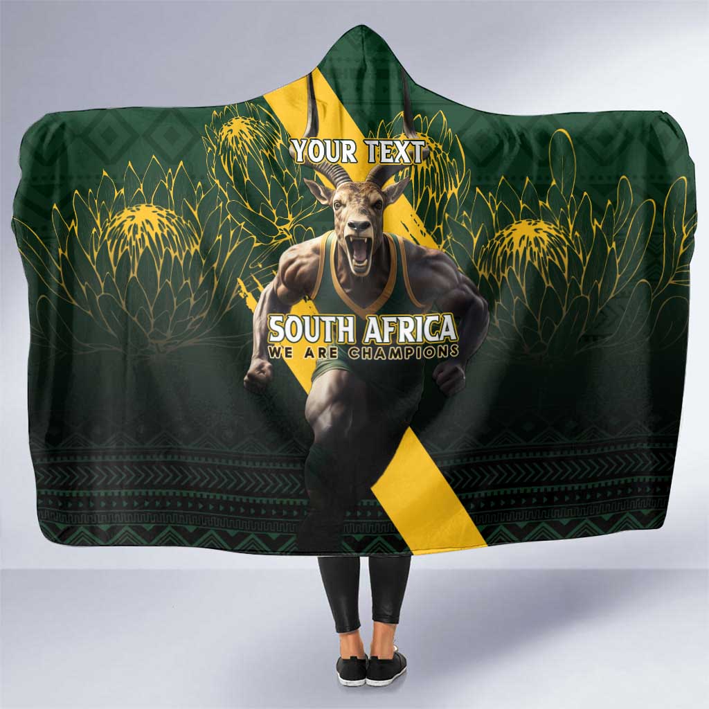 Personalised South Africa Rugby Hooded Blanket Proud Bokke We Are Champions