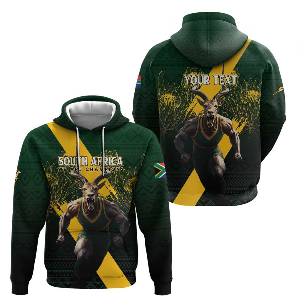 Personalised South Africa Rugby Hoodie Proud Bokke We Are Champions - Wonder Print Shop