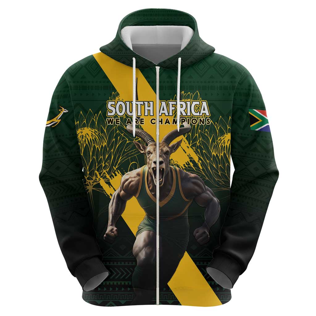 Personalised South Africa Rugby Hoodie Proud Bokke We Are Champions - Wonder Print Shop
