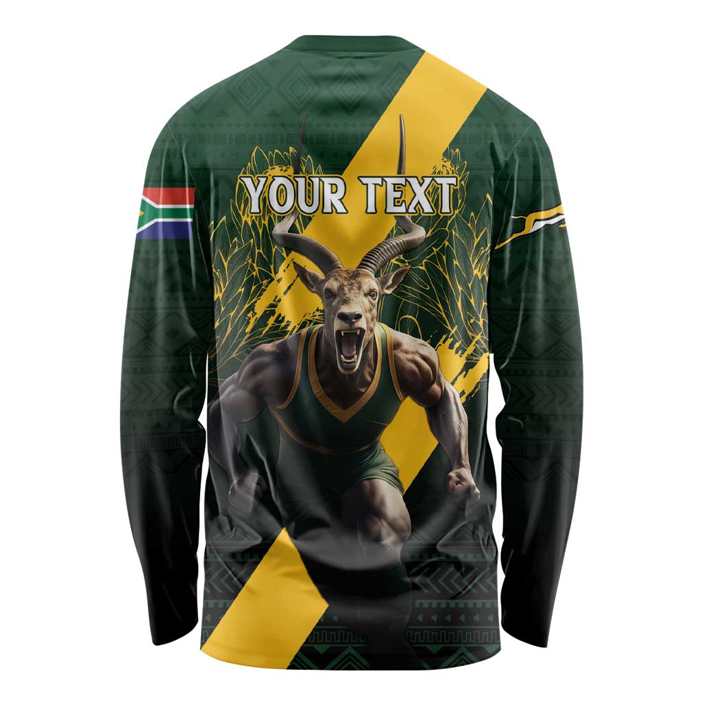 Personalised South Africa Rugby Long Sleeve Shirt Proud Bokke We Are Champions - Wonder Print Shop