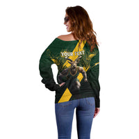 Personalised South Africa Rugby Off Shoulder Sweater Proud Bokke We Are Champions - Wonder Print Shop