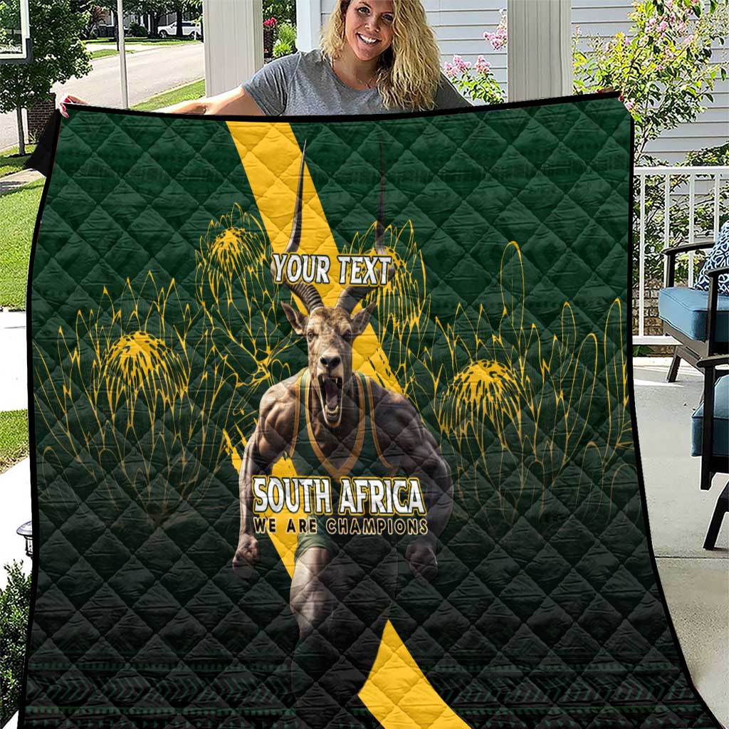 Personalised South Africa Rugby Quilt Proud Bokke We Are Champions - Wonder Print Shop