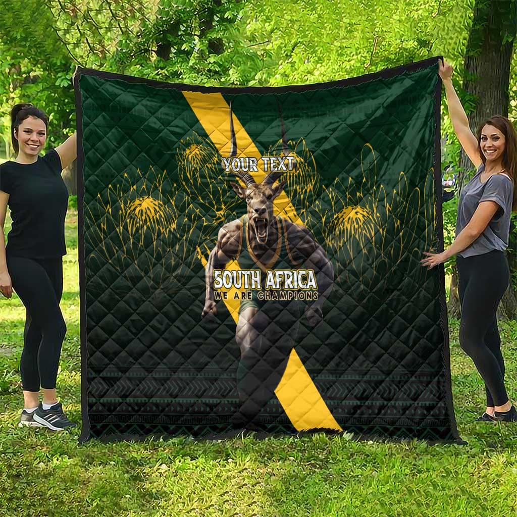 Personalised South Africa Rugby Quilt Proud Bokke We Are Champions - Wonder Print Shop