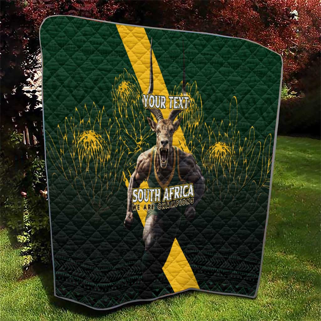 Personalised South Africa Rugby Quilt Proud Bokke We Are Champions - Wonder Print Shop