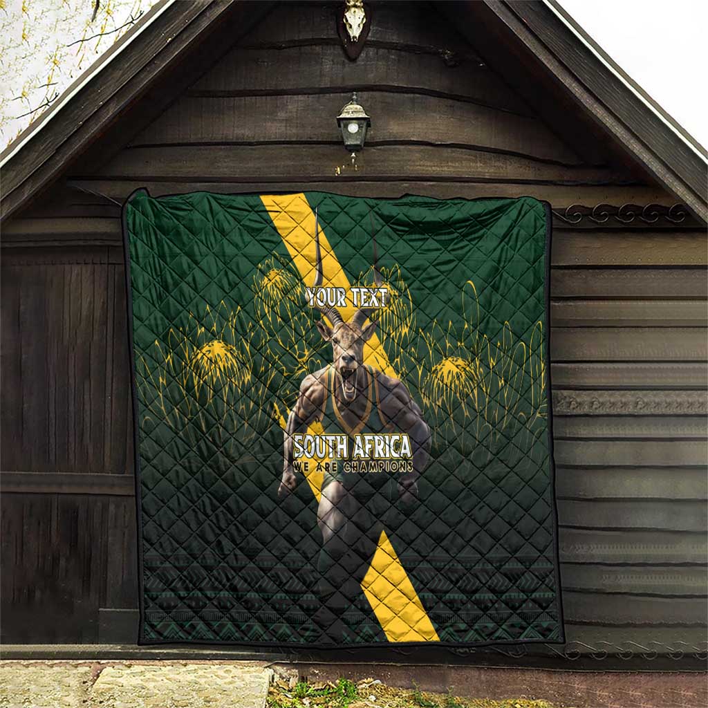 Personalised South Africa Rugby Quilt Proud Bokke We Are Champions - Wonder Print Shop