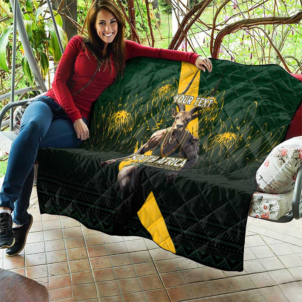 Personalised South Africa Rugby Quilt Proud Bokke We Are Champions - Wonder Print Shop