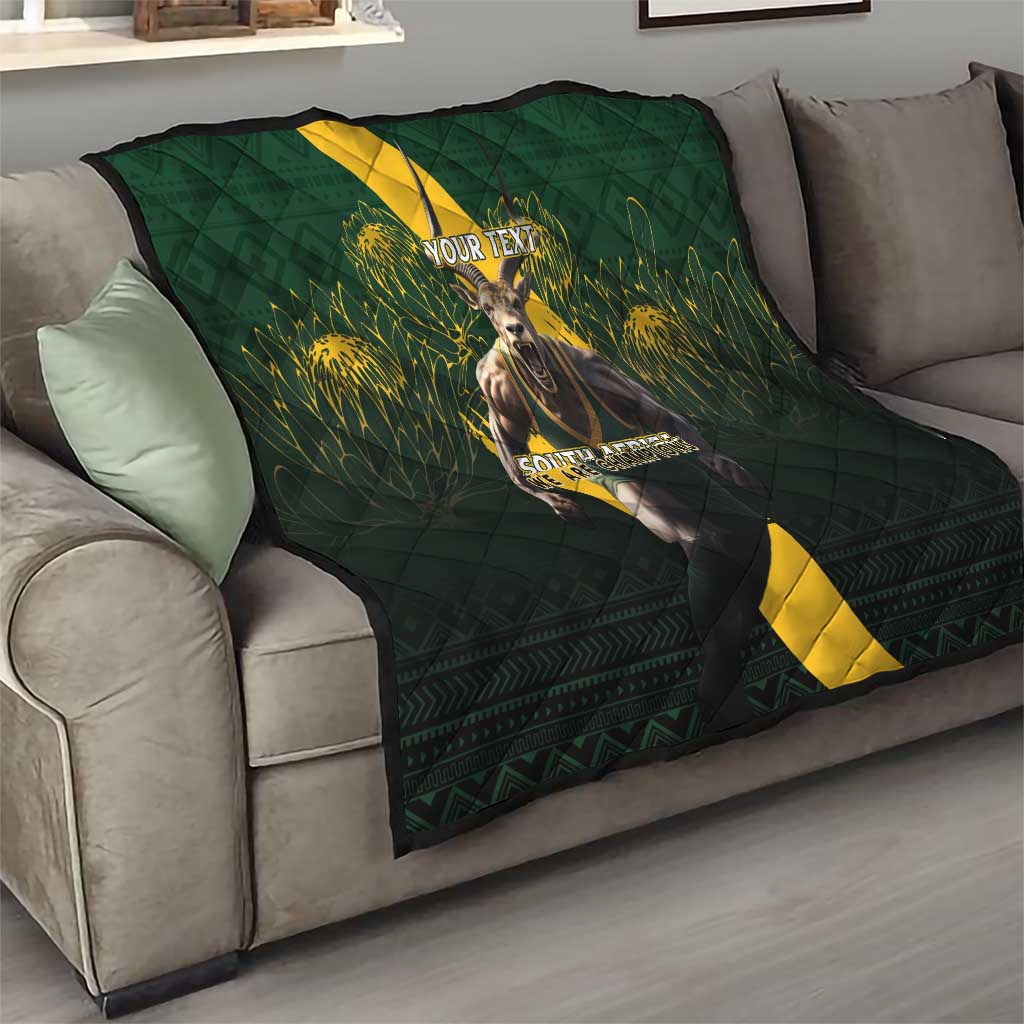 Personalised South Africa Rugby Quilt Proud Bokke We Are Champions - Wonder Print Shop