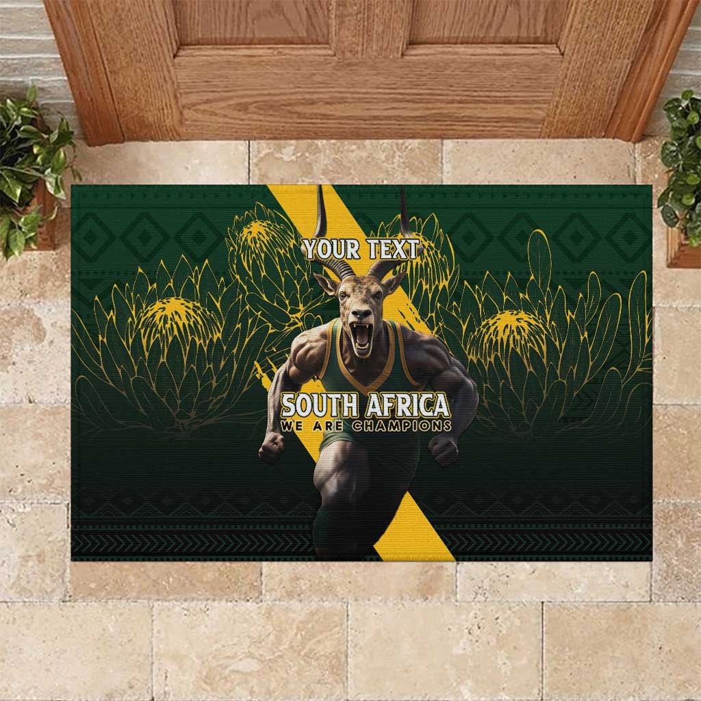 Personalised South Africa Rugby Rubber Doormat Proud Bokke We Are Champions - Wonder Print Shop
