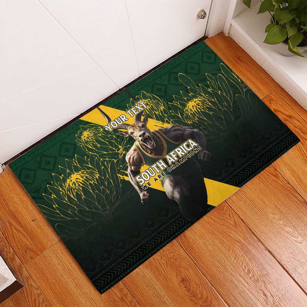 Personalised South Africa Rugby Rubber Doormat Proud Bokke We Are Champions - Wonder Print Shop