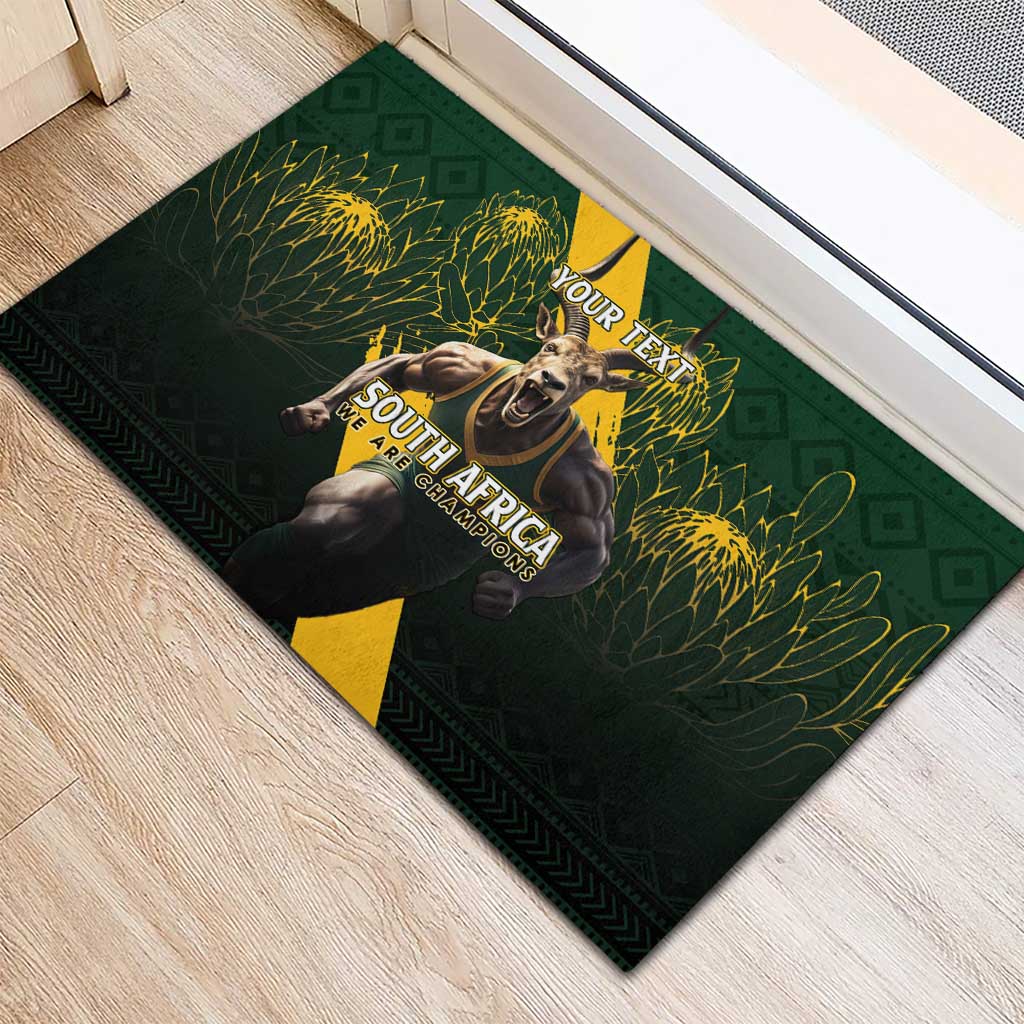 Personalised South Africa Rugby Rubber Doormat Proud Bokke We Are Champions - Wonder Print Shop