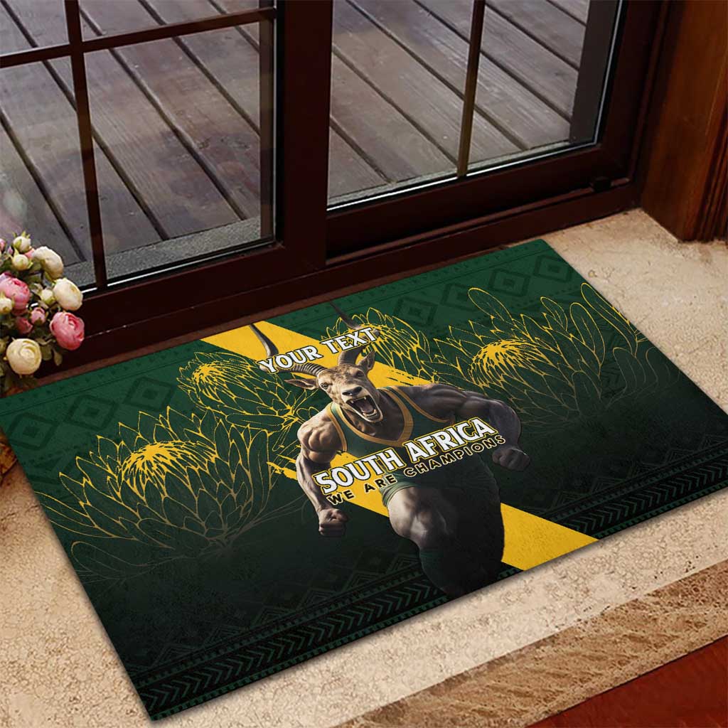 Personalised South Africa Rugby Rubber Doormat Proud Bokke We Are Champions - Wonder Print Shop