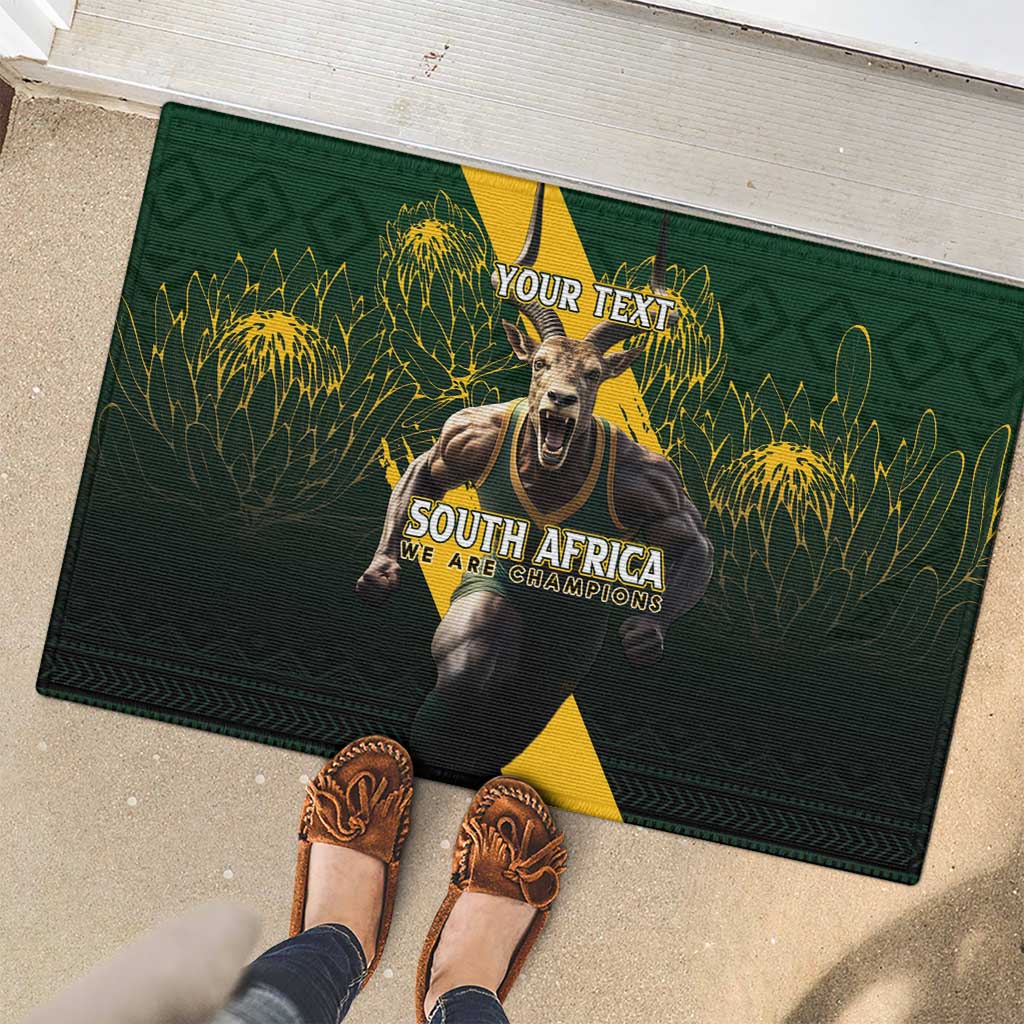 Personalised South Africa Rugby Rubber Doormat Proud Bokke We Are Champions - Wonder Print Shop