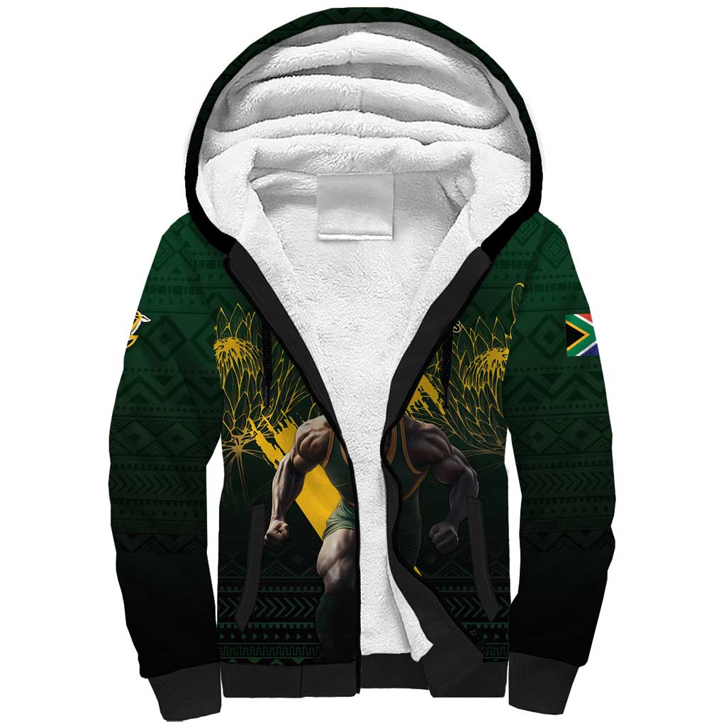 Personalised South Africa Rugby Sherpa Hoodie Proud Bokke We Are Champions - Wonder Print Shop