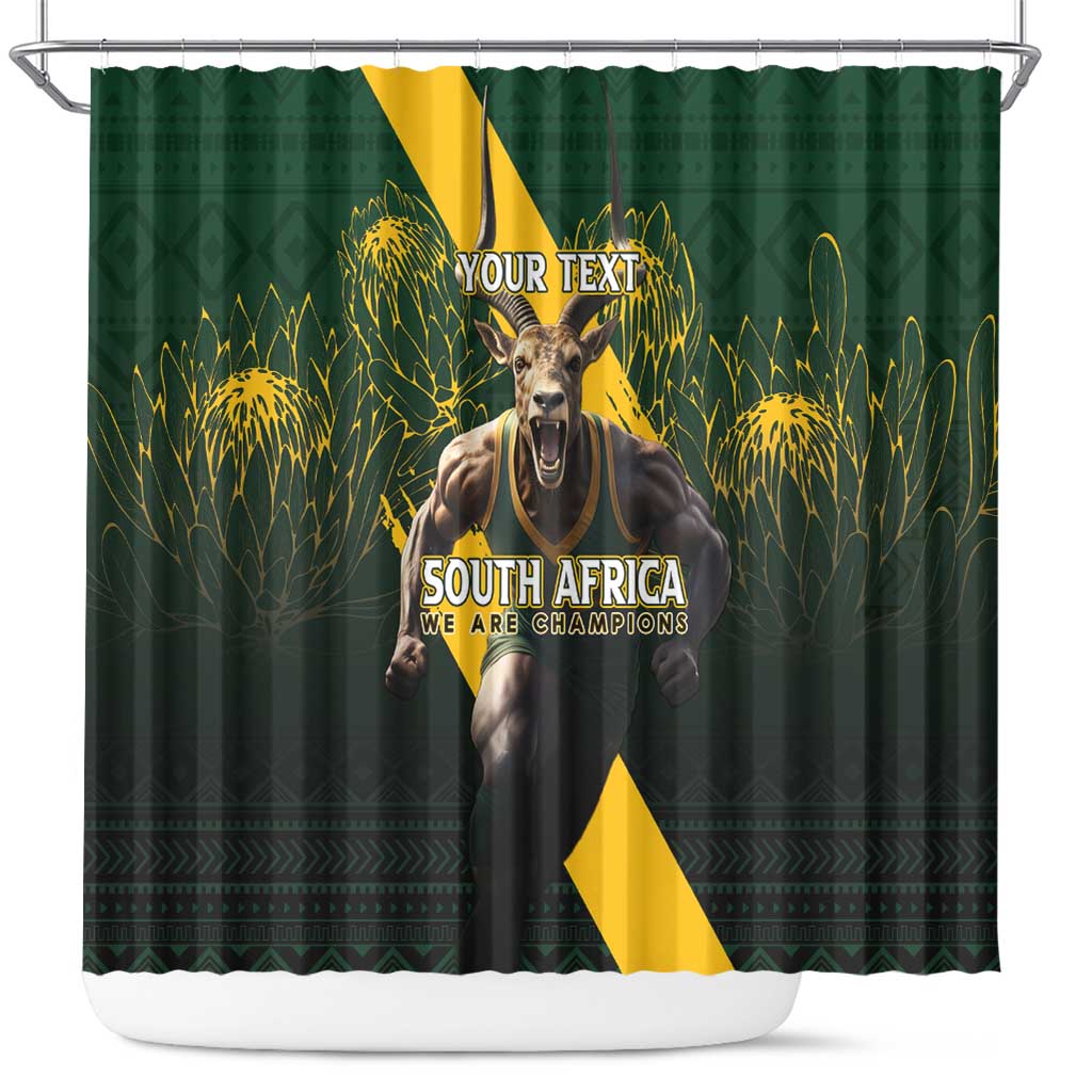 Personalised South Africa Rugby Shower Curtain Proud Bokke We Are Champions