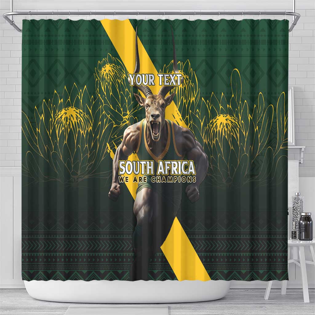 Personalised South Africa Rugby Shower Curtain Proud Bokke We Are Champions