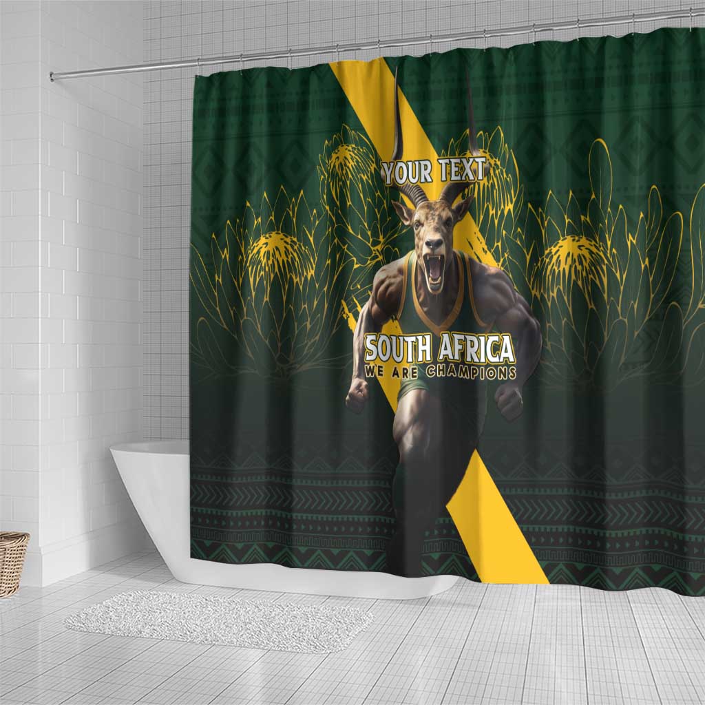 Personalised South Africa Rugby Shower Curtain Proud Bokke We Are Champions