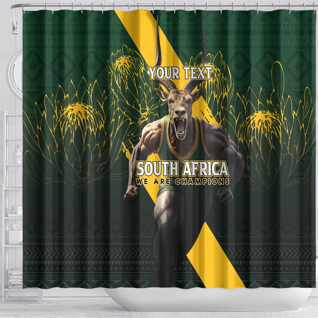 Personalised South Africa Rugby Shower Curtain Proud Bokke We Are Champions