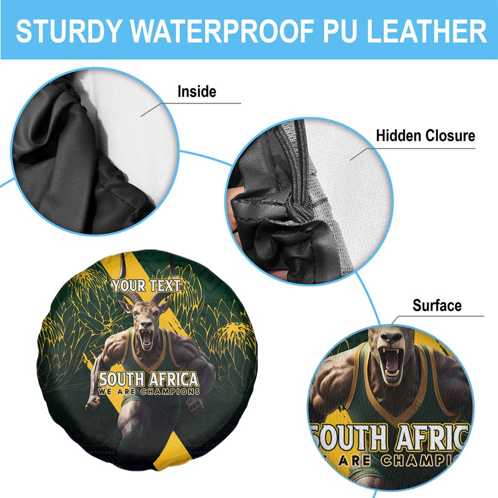 Personalised South Africa Rugby Spare Tire Cover Proud Bokke We Are Champions - Wonder Print Shop