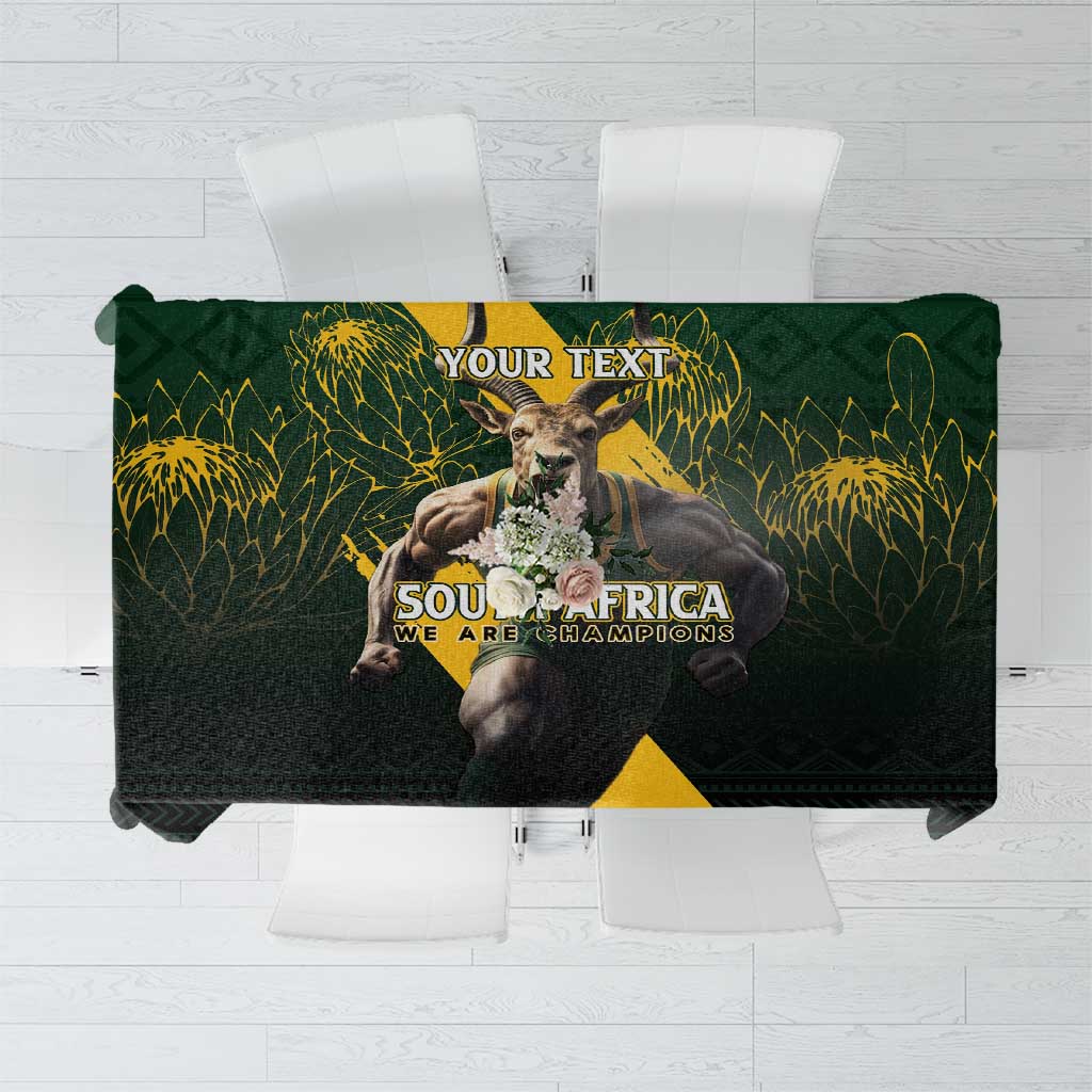 Personalised South Africa Rugby Tablecloth Proud Bokke We Are Champions - Wonder Print Shop