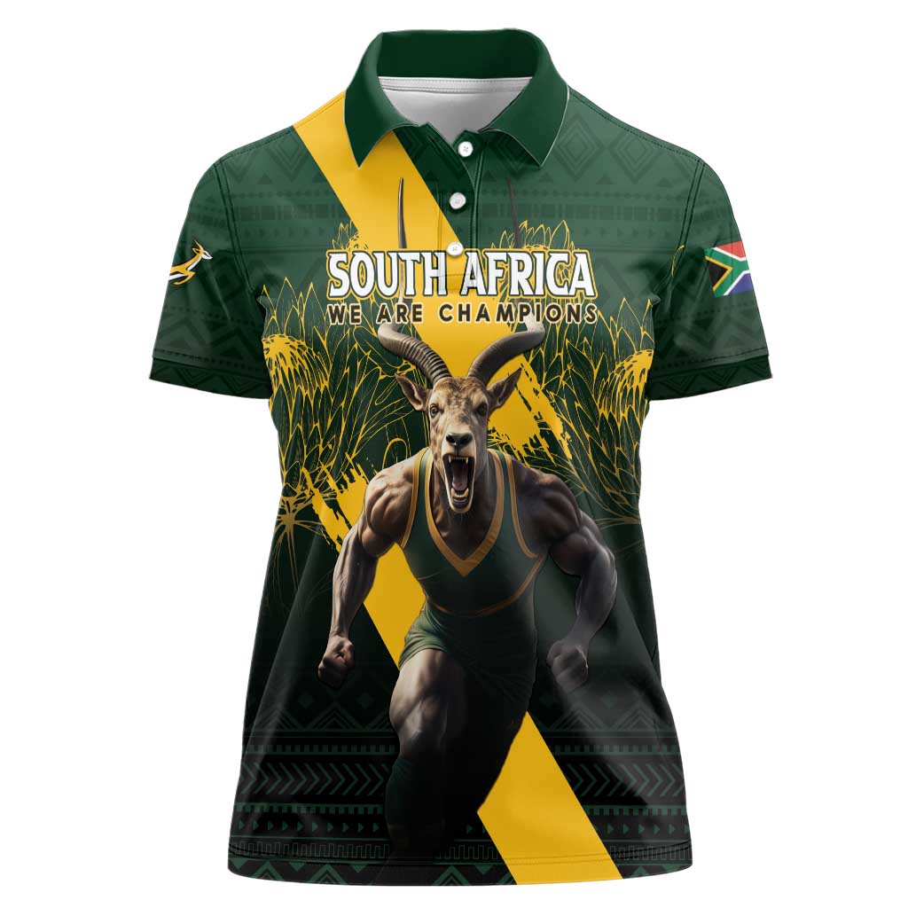 Personalised South Africa Rugby Women Polo Shirt Proud Bokke We Are Champions - Wonder Print Shop