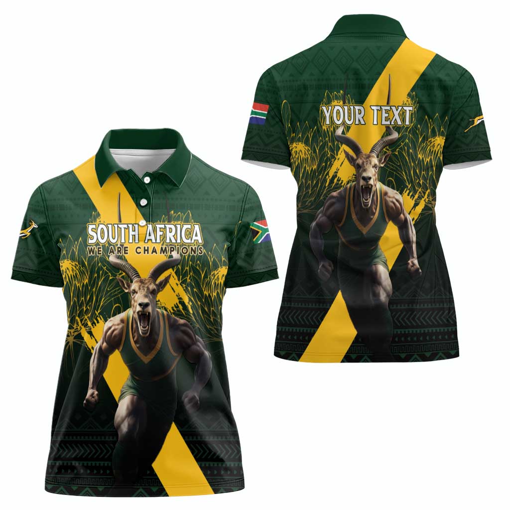 Personalised South Africa Rugby Women Polo Shirt Proud Bokke We Are Champions - Wonder Print Shop