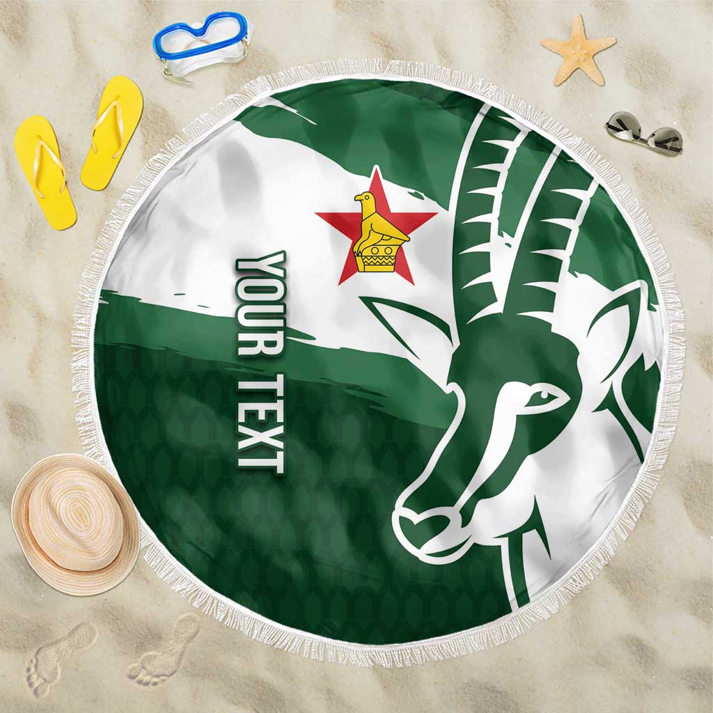 Zimbabwe Rugby Personalized Grunge Beach Blanket GO Sables - Wonder Print Shop