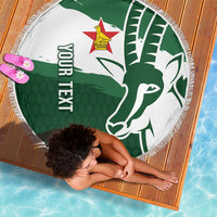 Zimbabwe Rugby Personalized Grunge Beach Blanket GO Sables - Wonder Print Shop