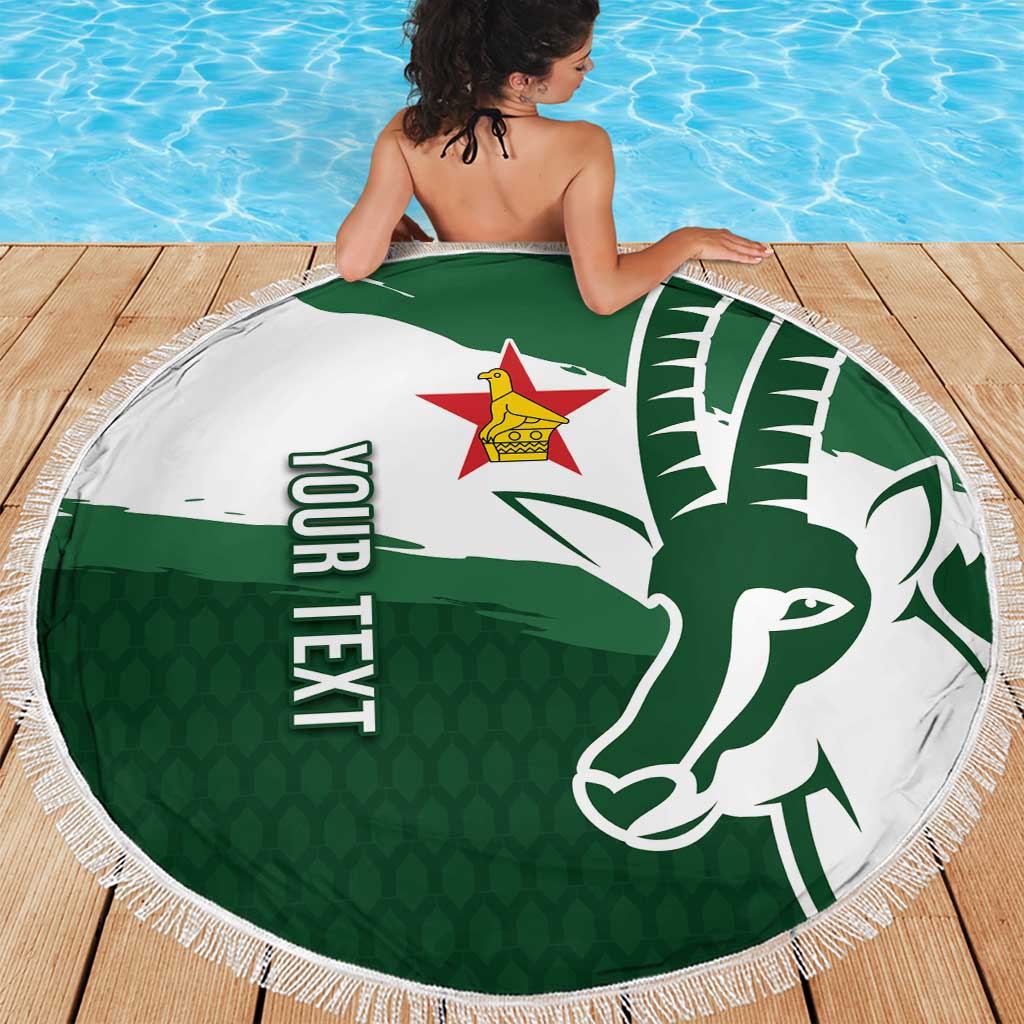 Zimbabwe Rugby Personalized Grunge Beach Blanket GO Sables - Wonder Print Shop