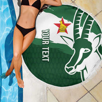 Zimbabwe Rugby Personalized Grunge Beach Blanket GO Sables - Wonder Print Shop