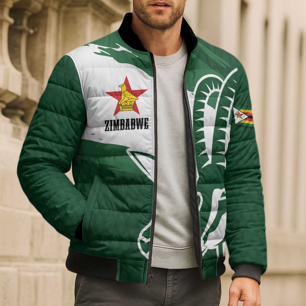 Zimbabwe Rugby Personalized Grunge Bomber Puffer Jacket GO Sables - Wonder Print Shop
