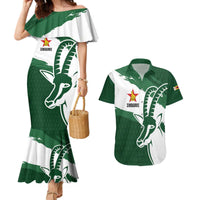 Zimbabwe Rugby Personalized Grunge Couples Matching Mermaid Dress and Hawaiian Shirt GO Sables - Wonder Print Shop