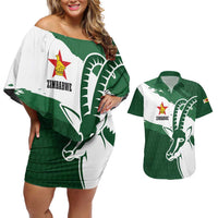 Zimbabwe Rugby Personalized Grunge Couples Matching Off Shoulder Short Dress and Hawaiian Shirt GO Sables - Wonder Print Shop