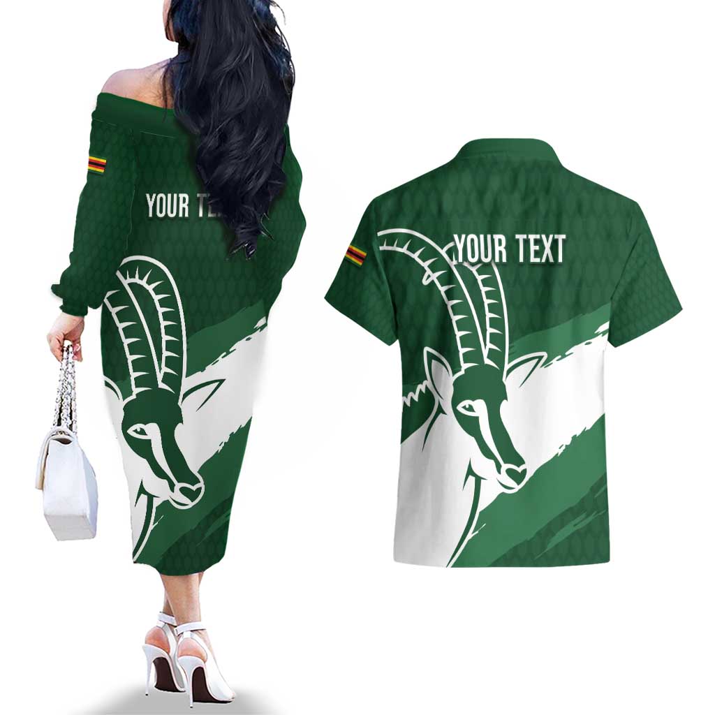 Zimbabwe Rugby Personalized Grunge Couples Matching Off The Shoulder Long Sleeve Dress and Hawaiian Shirt GO Sables - Wonder Print Shop