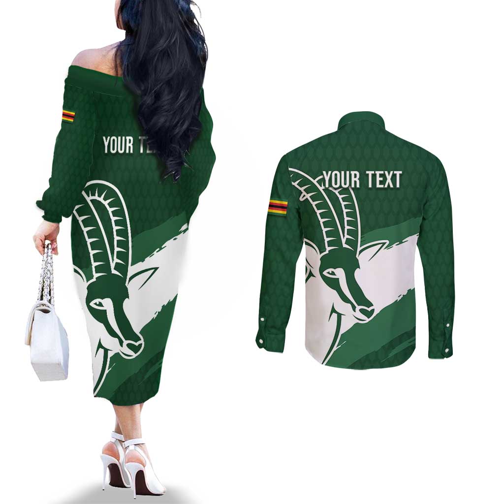 Zimbabwe Rugby Personalized Grunge Couples Matching Off The Shoulder Long Sleeve Dress and Long Sleeve Button Shirt GO Sables - Wonder Print Shop