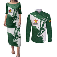 Zimbabwe Rugby Personalized Grunge Couples Matching Puletasi and Long Sleeve Button Shirt GO Sables - Wonder Print Shop