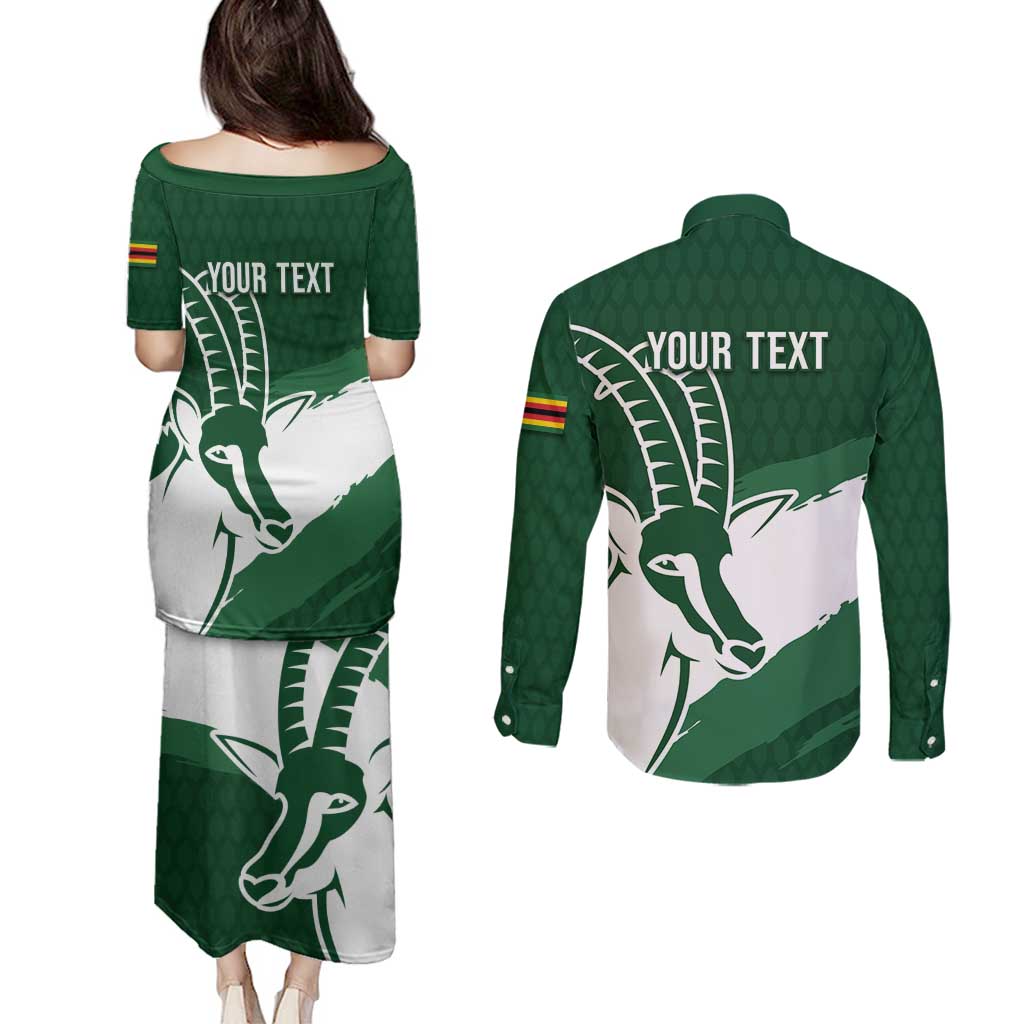 Zimbabwe Rugby Personalized Grunge Couples Matching Puletasi and Long Sleeve Button Shirt GO Sables - Wonder Print Shop