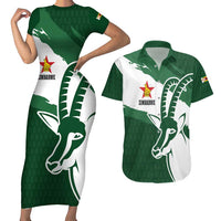 Zimbabwe Rugby Personalized Grunge Couples Matching Short Sleeve Bodycon Dress and Hawaiian Shirt GO Sables - Wonder Print Shop